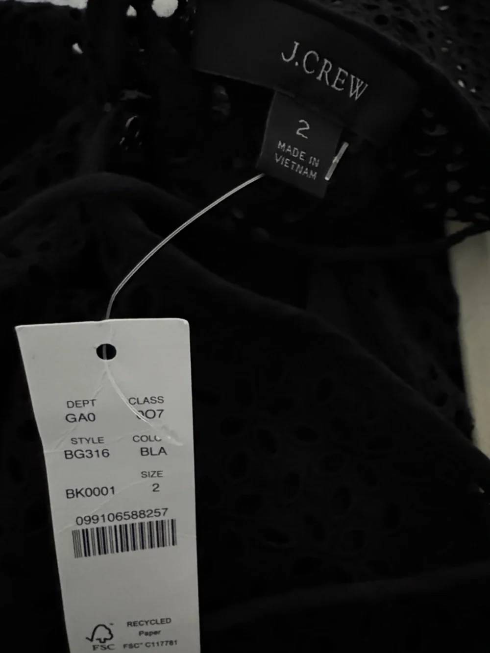 J. Crew Black Eyelet Puff Sleeve Top